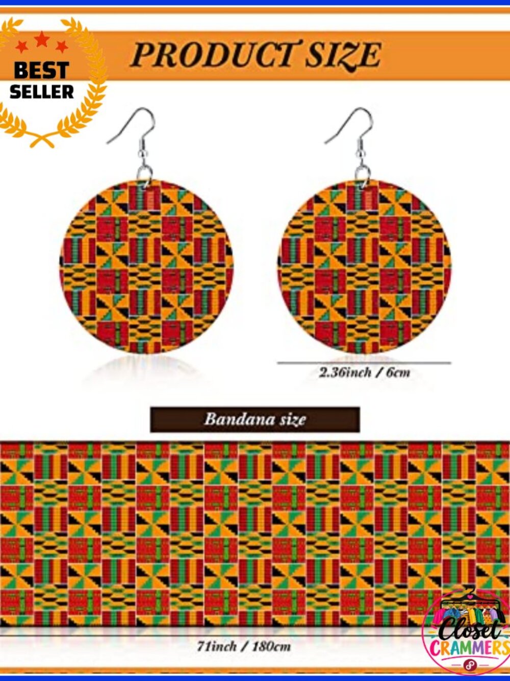 African Print High Waist Midi Skirt Headwrap Earrings 3 Pc Set - Picture 5 of 6